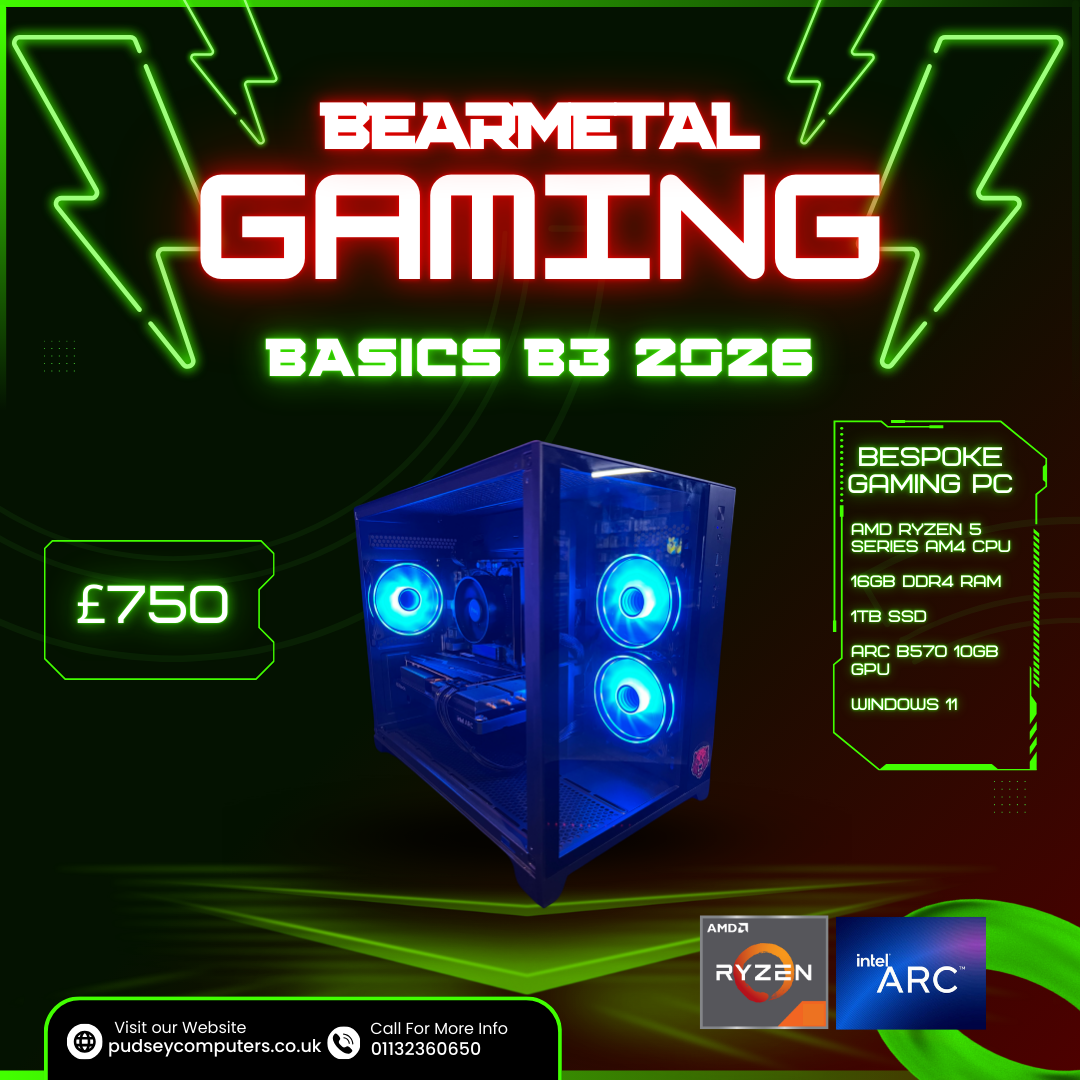 BearMetal Basics B3 2026 - AMD Ryzen 5, 16GB RAM, 1TB SSD, Arc B570 Graphics, Gaming Desktop