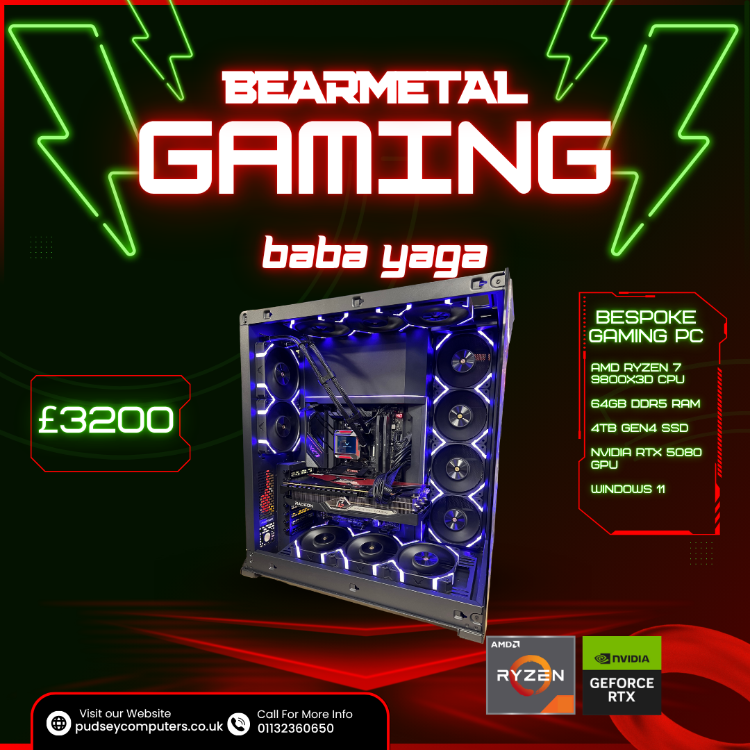 BearMetal Gaming Baba Yaga- Ryzen 7 9800X3D, 64GB RAM, 4TB SSD, RTX 5080, Gaming Desktop