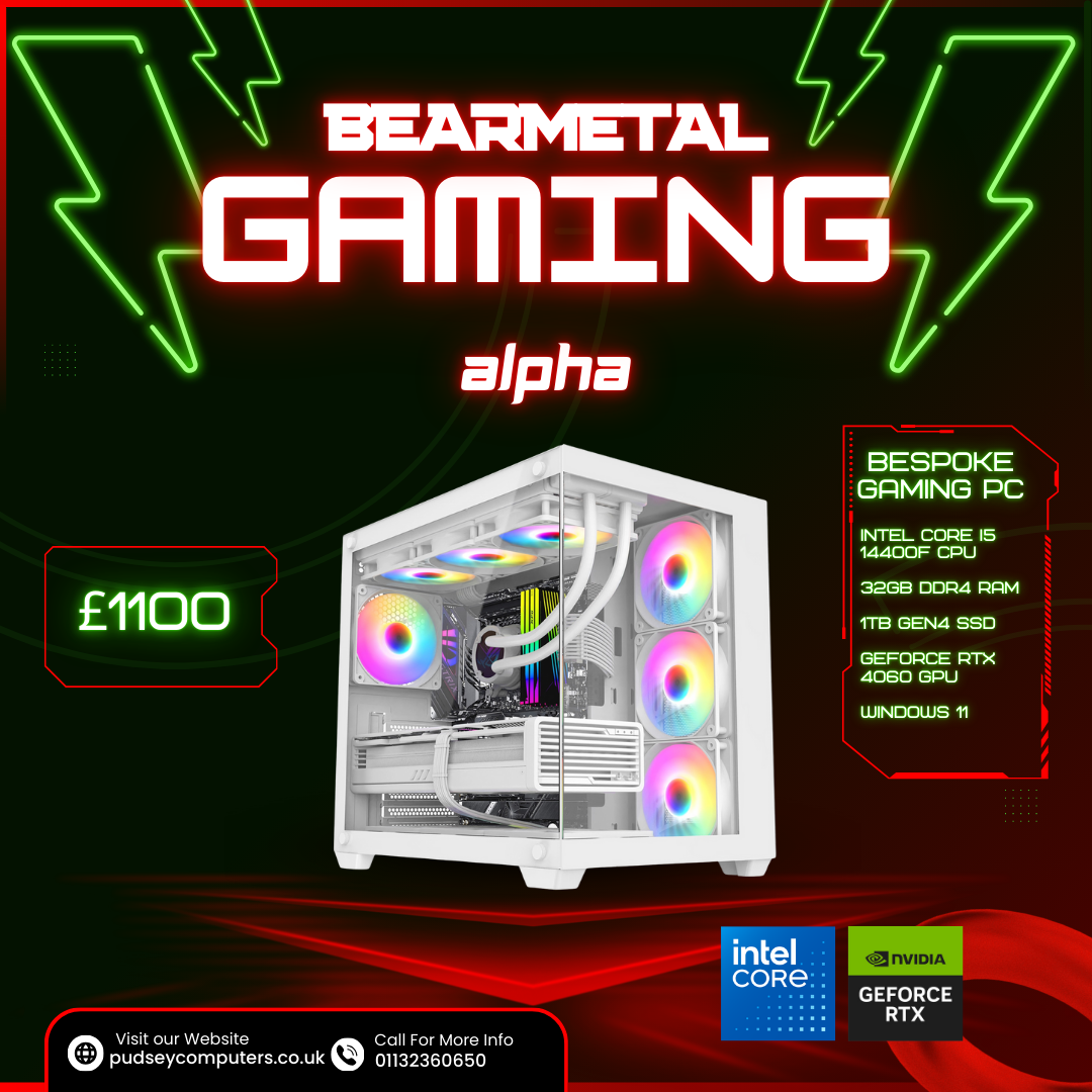 BearMetal Gaming Alpha - Core i5 14400F, 32GB RAM, 1TB SSD, RTX 4060, Gaming Desktop