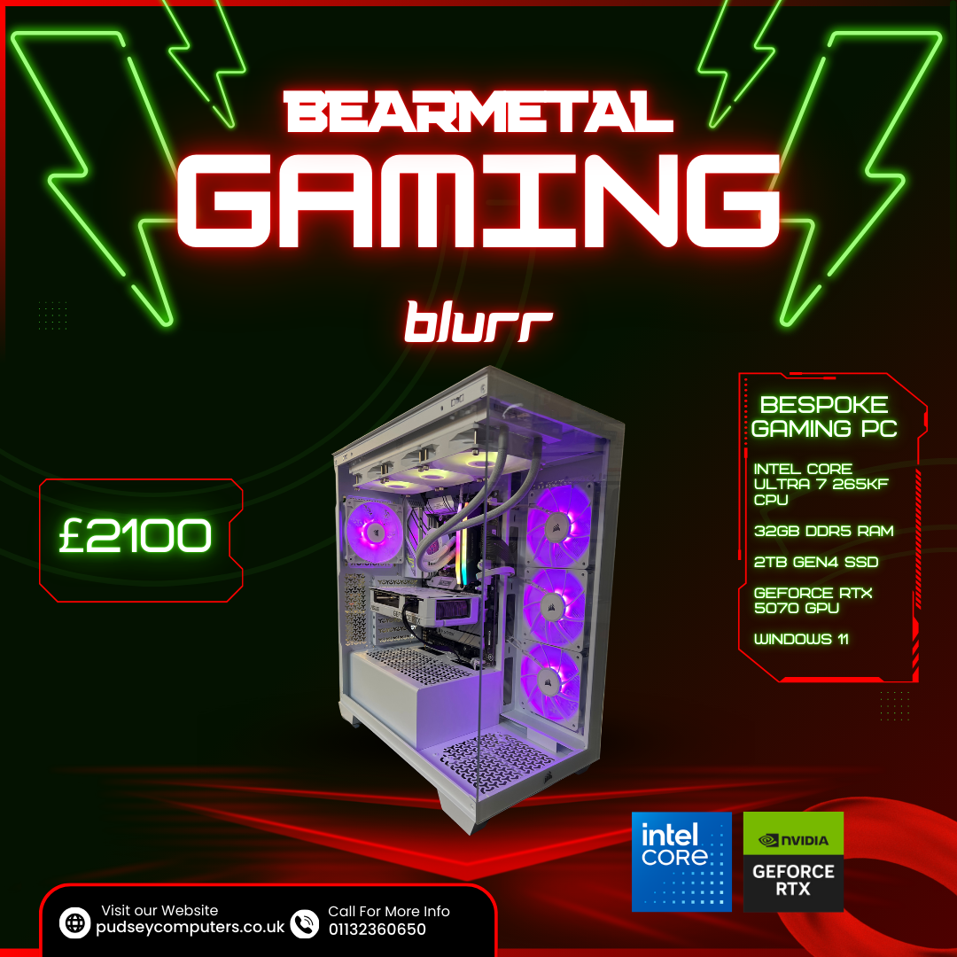BearMetal Gaming Blurr - Core Ultra 7 265KF, 32GB RAM, 2TB SSD, RTX 5070, Gaming Desktop