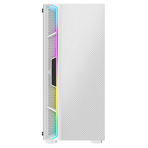 CiT Galaxy Gaming Case w/ Glass Side, ATX, Front LED Strip, Rear RGB Fan, LED Button - 13 Modes, White