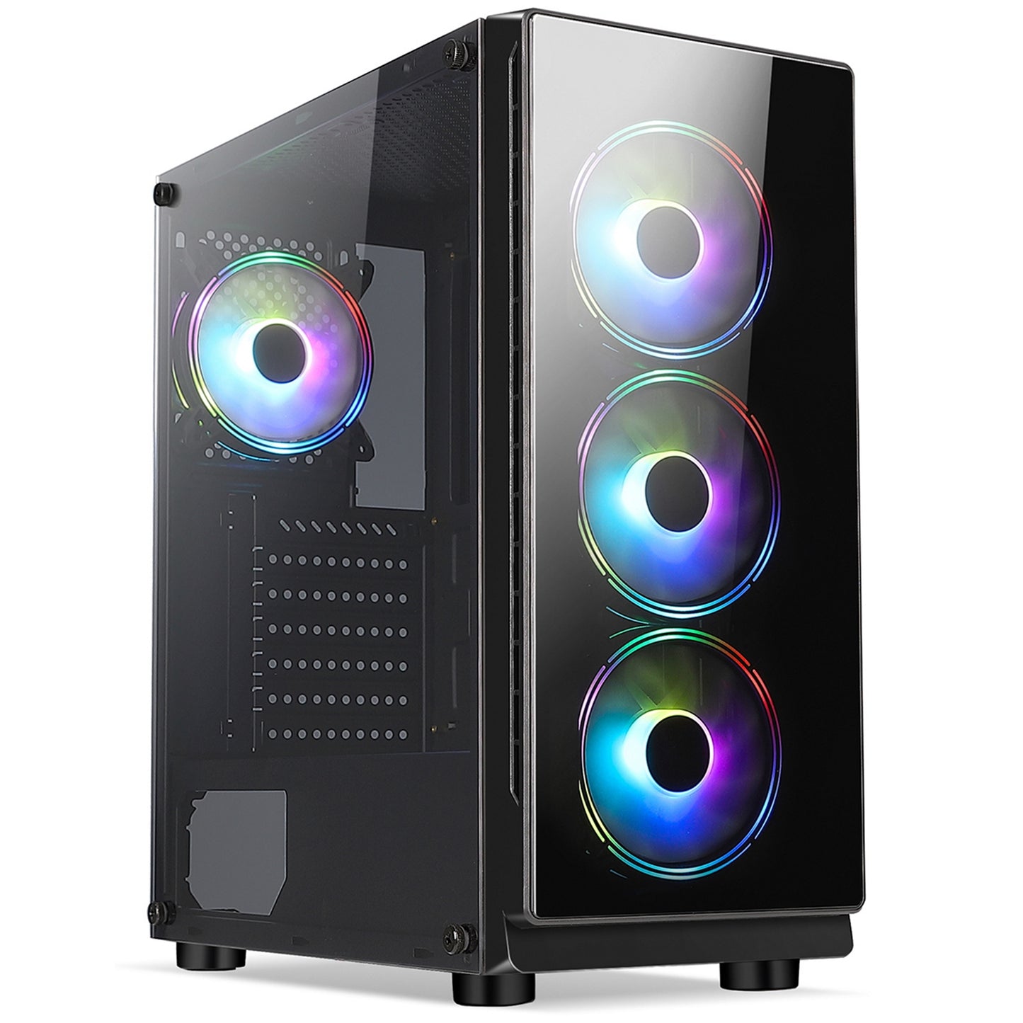 CRONUS Achos Case, Gaming, Black, Mid Tower, 1 x USB 3.0 / 2 x USB 2.0, Tempered Glass Side & Front Window Panels, Addressable RGB LED Fans