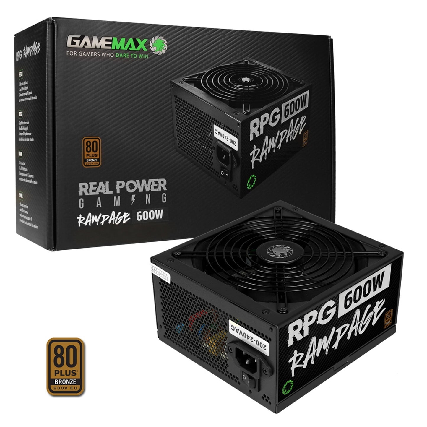 GameMax RPG Rampage 600W 140mm Ultra Silent Fan 80 PLUS Bronze PSU