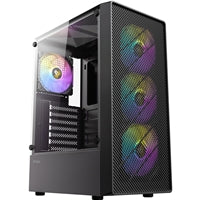 Antec AX26 RGB Elite Mid-Tower Gaming PC Case - Pre-Installed 4 x 120mm Fixed-RGB Fans, Tempered Glass Side Panel, High-Airflow Mesh Front - ATX/Micro-ATX/ITX