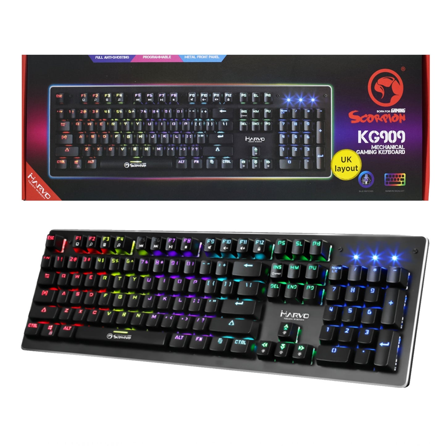 Marvo Scorpion KG909-UK Full Size Mechanical Gaming Keyboard