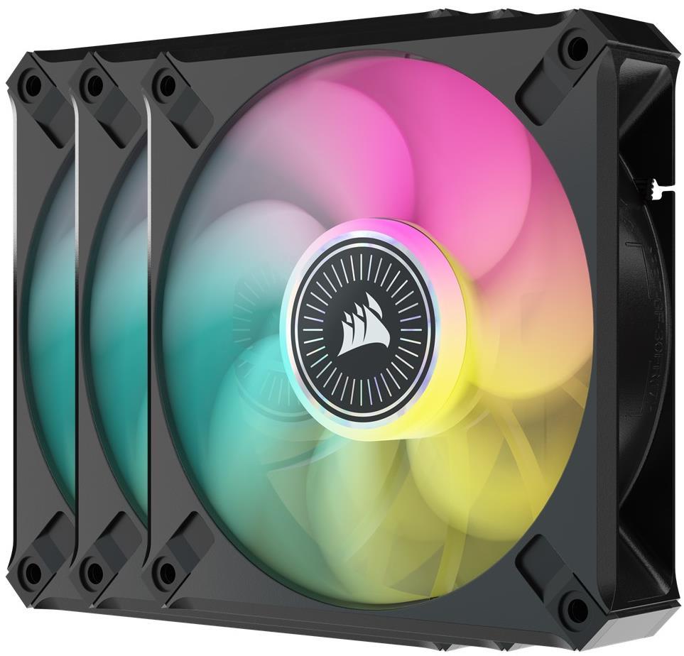 Corsair iCUE AF120 RGB ELITE Premium 120mm PWM Triple Fan Kit in Black with iCUE Lighting Node CORE