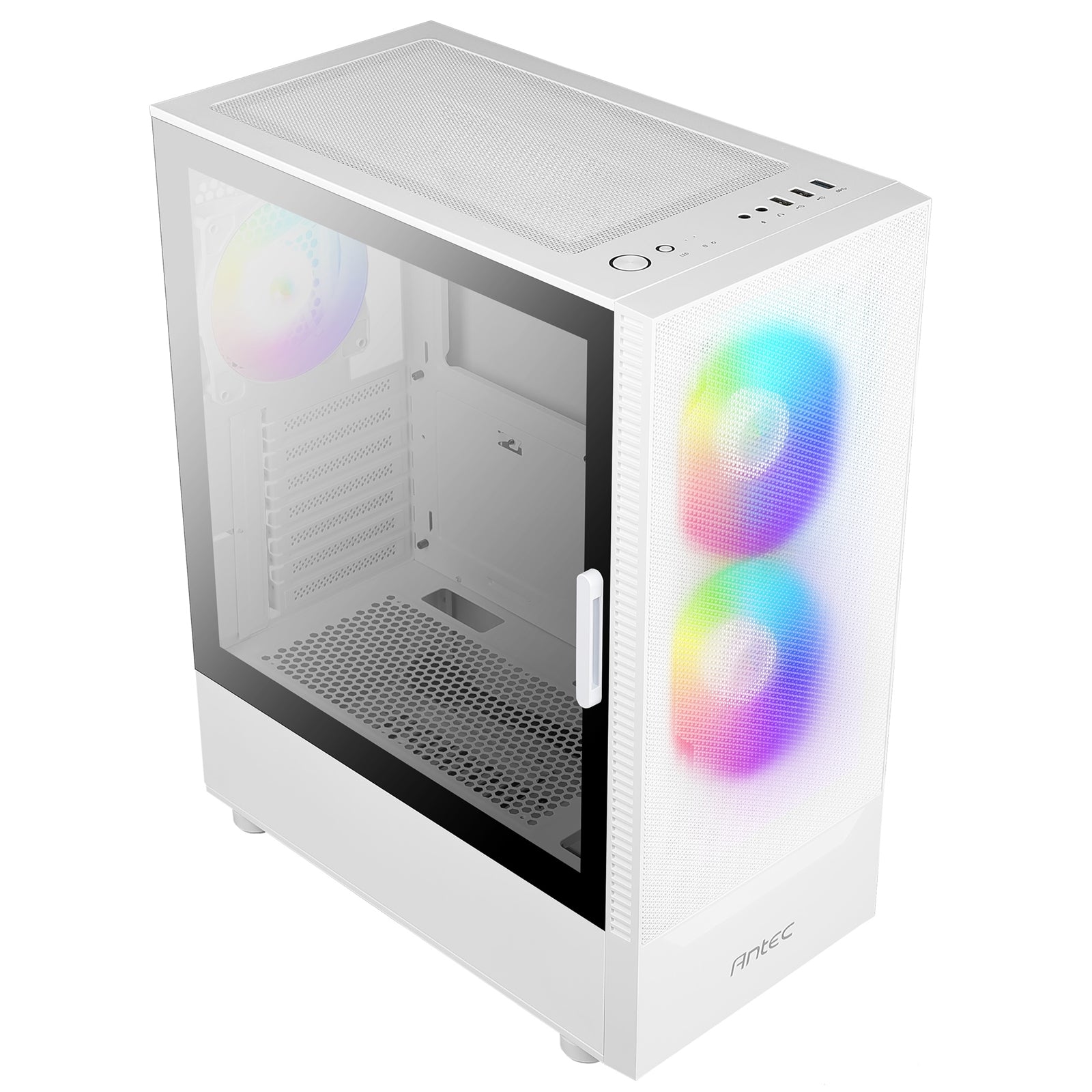ANTEC NX410 Case, Gaming, White, Mid Tower, 1 x USB 3.0 / 2 x USB 2.0, Tempered Glass Side Window Panel