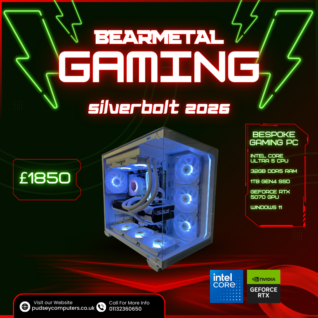 BearMetal Gaming Silverbolt 2026 - Intel Core Ultra 5, 32GB RAM, 1TB SSD, RTX 5070, Gaming Desktop