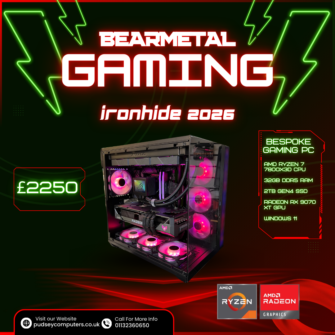 BearMetal Gaming Ironhide 2026 - AMD Ryzen 7 7800X3D, 32GB RAM, 2TB SSD, RX 9070 XT, Gaming Desktop