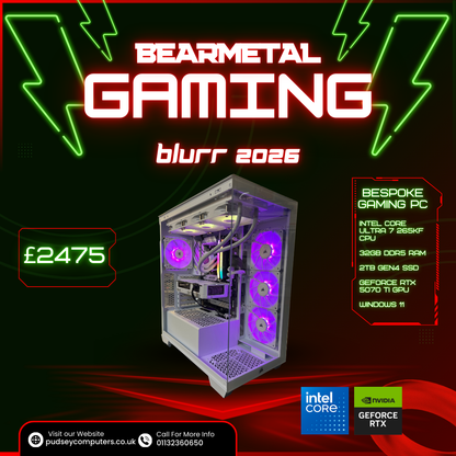 BearMetal Gaming Blurr 2026 - Intel Core Ultra 7, 32GB RAM, 2TB SSD, RTX 5070 Ti, Gaming Desktop