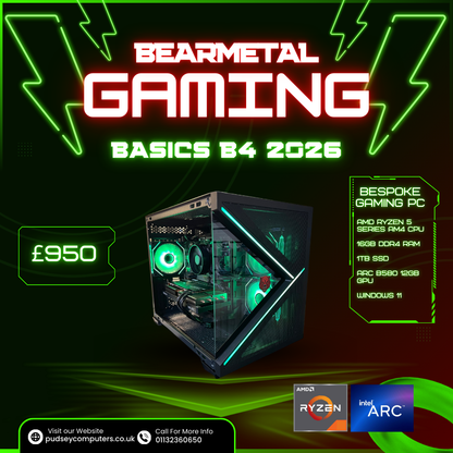 BearMetal Basics B4 2026 - AMD Ryzen 5, 16GB RAM, 1TB SSD, Arc B580 Graphics, Bespoke Gaming Desktop