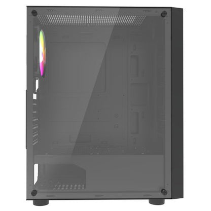 CiT Galaxy Gaming Case w/ Glass Side, ATX, Front LED Strip, Rear RGB Fan, LED Button - 13 Modes, Black