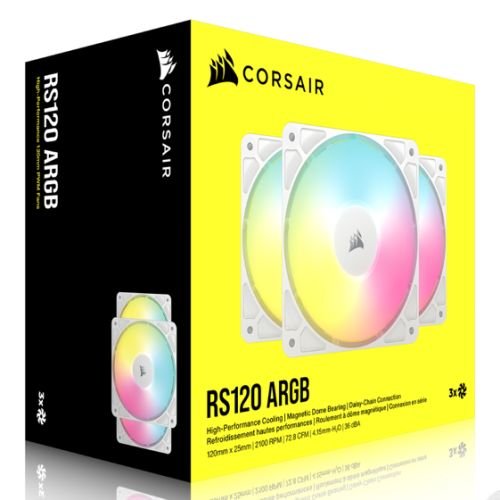 Corsair RS120 ARGB PWM 12cm White Case Fans (3 Pack) – Pudsey