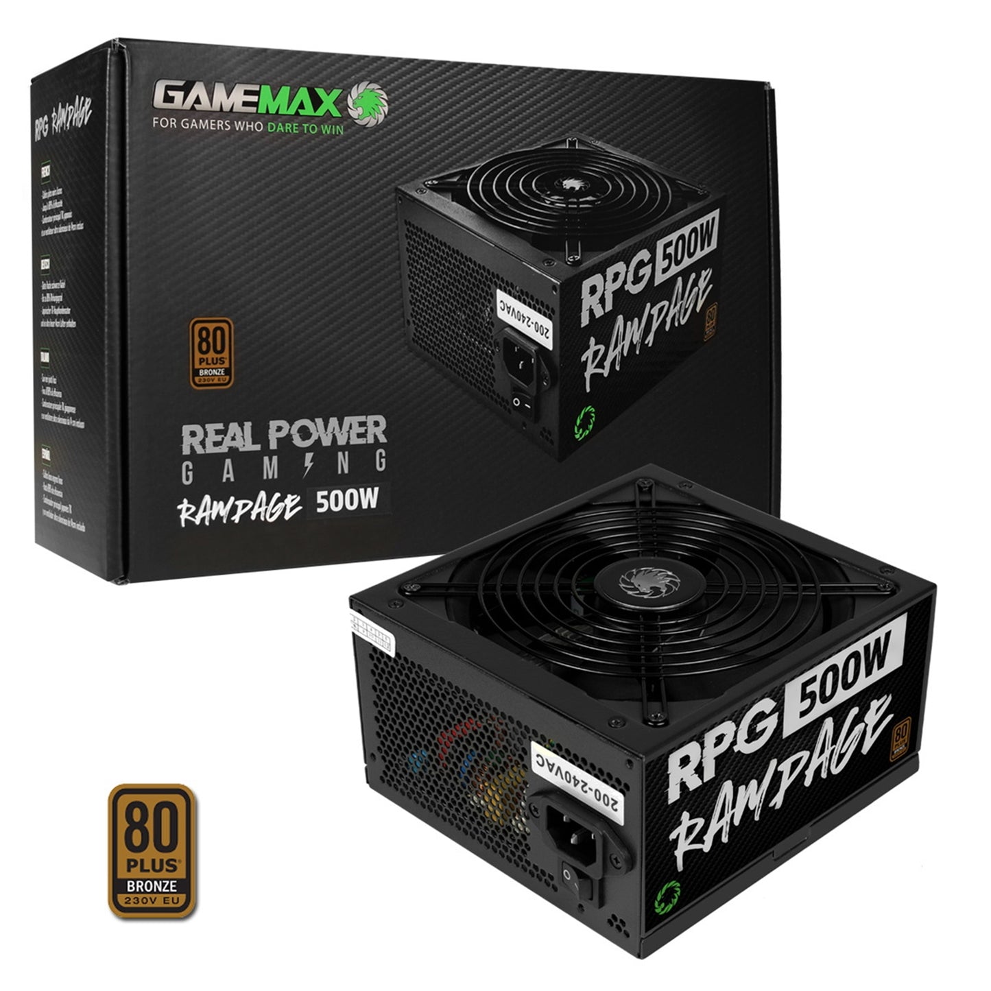 GameMax RPG Rampage 500W 140mm Ultra Silent Fan 80 PLUS Bronze PSU