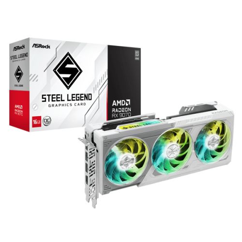 Asrock Radeon RX 9070 Steel Legend OC 16GB DDR6 White Graphics Card