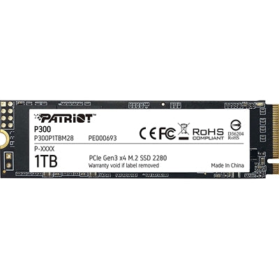 Patriot P300 (P300P1TBM28) 1TB NVMe SSD, M.2 Interface, PCIe Gen3, 2280, Read 2100MB/s, Write 1650MB/s