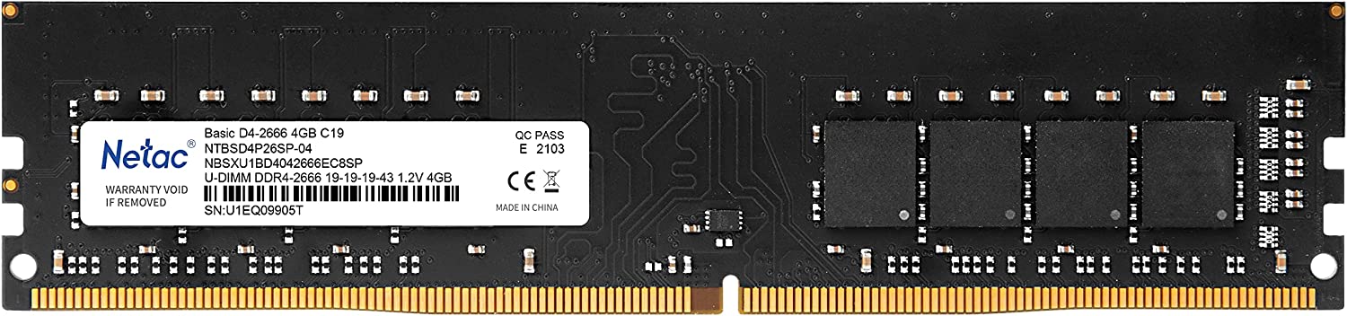 Netac Basic DDR4-2666 4GB C19 U-DIMM 288-Pin