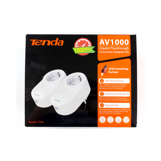 Tenda AV1000 Gigabit Passthrough Powerline Adapter Kit